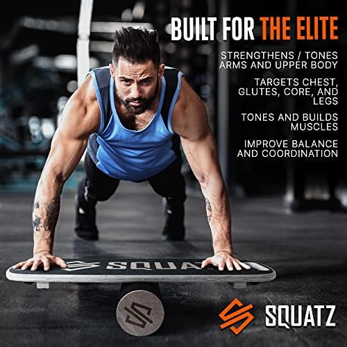 Squatz Wooden Balance Board for Skaters, Hockey, Snowboard, and Surf Enthusiasts to Reduce Fatigue at Adjustable Standi