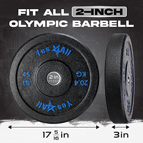 Yes4All 2" Bumper Plate for Weightlifting and StrengthTraining - Less Impact, Absorb Bounce & Shock, Multiple Options