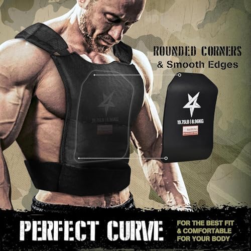 Yes4All Weight Vest Plate for Heavy Workout and Running, Tactical Plate, Curved Ergonomic Design, 5.75/8.75/14/19.75LB P