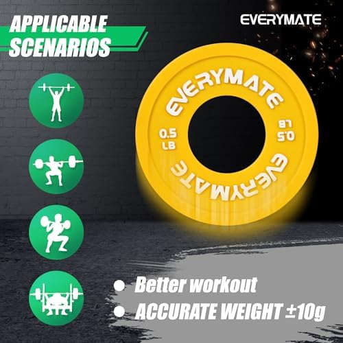 EVERYMATE Fractional Weight Plates for Cross Training - Olympic Bumper Plates - Steel Insert - 1.25LB, |5LB, 5LB