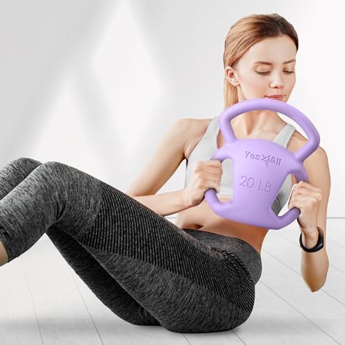 Yes4All Kettlebell, Strength Training Kettlebells for Women, Wide Multi-grip Textured Handle for Home Gym Exercises & Fu