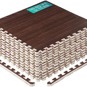 Yes4All EVA Interlocking Mats, Puzzle Floor Tiles, Foam Floor Padding with Border for Living Room and Garage