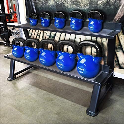 Yes4All Kettlebell, Stable Flat Bottom Kettlebell, Cast Iron Sets for Full Body Workout, Push Up, Grip Strength Training