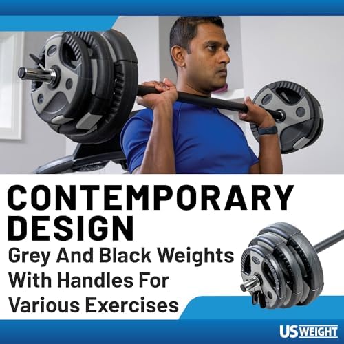 US Weight 43 LB Barbell Weight Set for Home Gym with Adjustable Weights for Muscle Building and Fitness Lifting