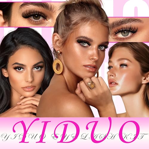 40D/60D Volume C/D Curl Lash Clusters Kit for Eyelash Extensions, Portable Makeup Bag with Lash Bond and Seal, 10-18mm