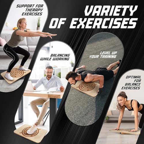 Yes4All Professional Anti-Slip Rocker Board for Leg Workout and Standing Desk Use | Yes4All 350LBS Wood Balance Board,