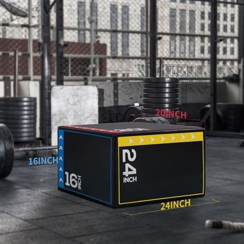 OLIXIS 3-in-1 Plyo Jumping Exercise Box Home Gym Workout Trainer - Non-Slip Multifunctional Home Fitness Equipment for