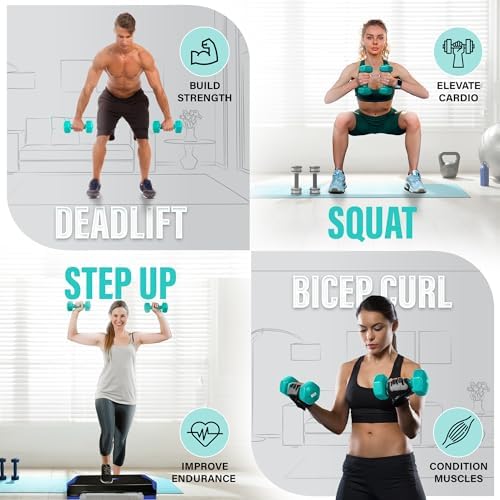 Yes4All Vinyl Hexagon Dumbbells - 2-in-1 Adjustable Set (2-15 lbs) for Home Gym Strength Training