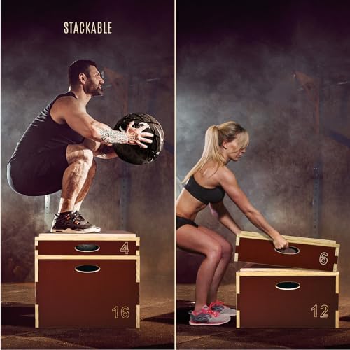 Yes4All 3 In 1 Wooden Plyo Box for Home Jump Training and Outdoor Exercise | Yes4All Plyometric Box Platform: Versatile