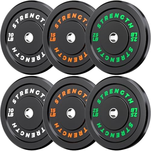 Olympic Rubber Bumper Weights for Home Gym Strength Training | 2 Inch Barbell Plate Set for Home Gym Strength Training