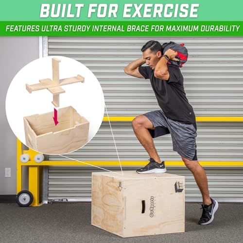 GoSports Fitness 3-in-1 Plyo Jump Box - Great for Home or Gym - Perfect for Beginners to Advanced Athletes - Compact Des