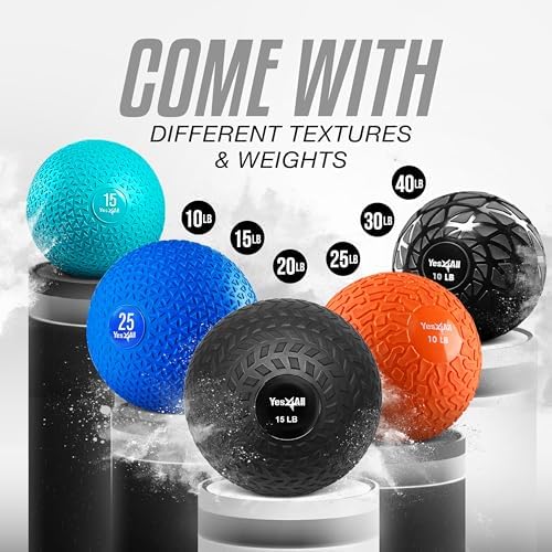 Yes4All Slam Balls, Durable PVC Sand Filled, Core Strengthening Workout Ball for Fitness Enthusiasts at Home Gym