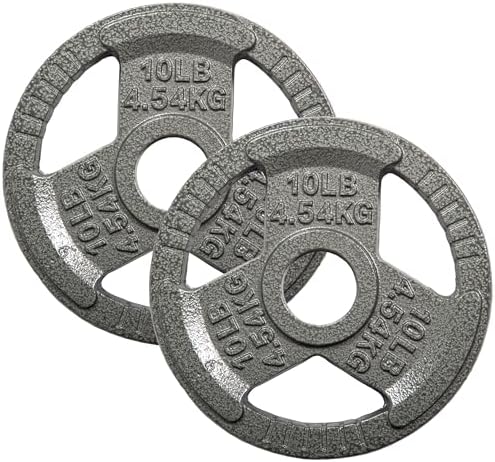 Fitvids Cast Iron Weight Plates 2-Inch Olympic Size for Strength Training & Weightlifting, Multiple Weights Available