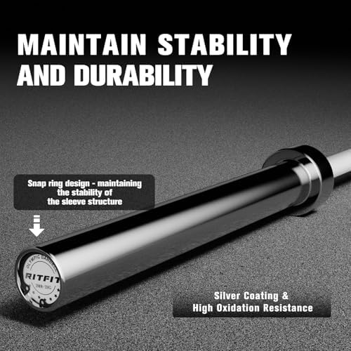 RitFit 7FT Olympic Barbell for Strength and Weightlifting Training - 2 Inch Olympic Bar for Squat, Deadlift, Bench Press