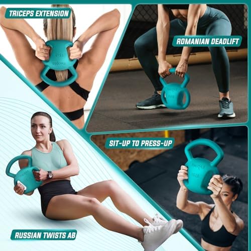 Yes4All Kettlebell, Strength Training Kettlebells for Women, Wide Multi-grip Textured Handle for Home Gym Exercises & Fu
