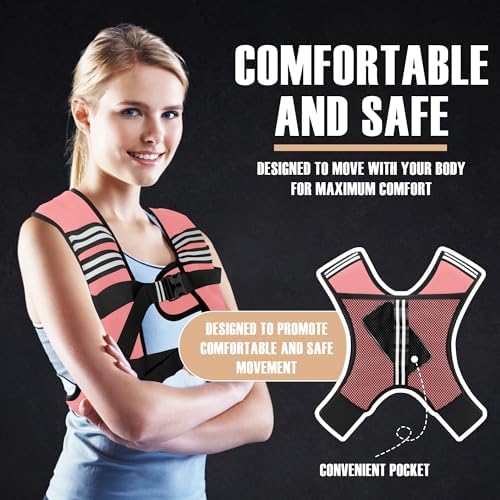 Weighted Vest for Men and Women - 10/15/20lbs - Reflective Stripe - Workout Equipment for Strength Training, Running, Wa