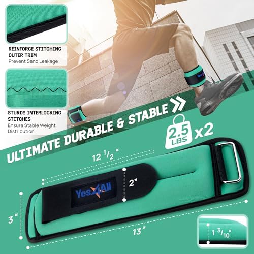 Yes4All Adjustable Wrist & Ankle Weights - Weighted Bands for Fitness Workout, Walking, Jogging and Pilates for Women, M