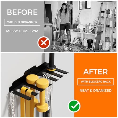 Olympic Barbell Hanger, Garage Gym Bar Wall Rack, Space Saving Home Gym Accessory