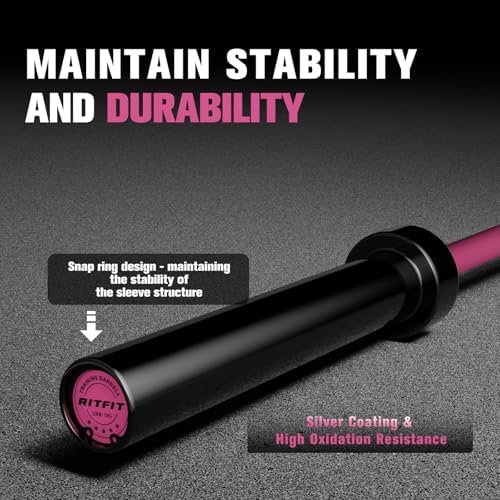 RitFit 7FT Olympic Barbell for Strength and Weightlifting Training - 2 Inch Olympic Bar for Squat, Deadlift, Bench Press