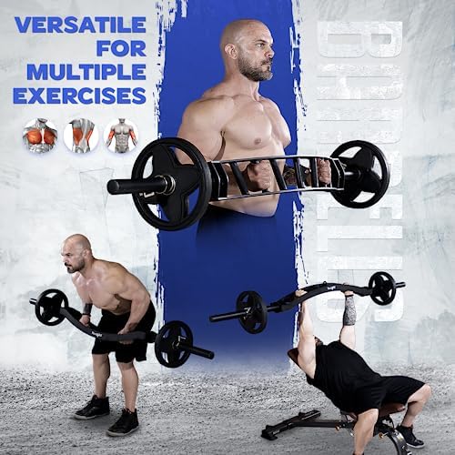 Yes4All Multi Grip Barbell & Cable Attachment - Swiss Bar, American Bar for Greater Range of Motion - Home Gym & Support