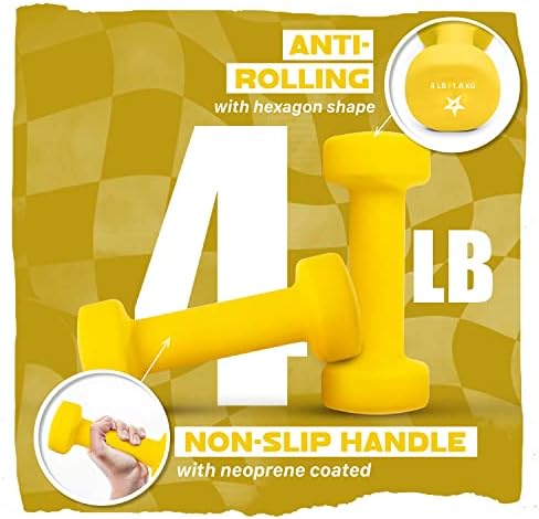 Yes4All Neoprene Coated Dumbbell Hand Weight Sets of 2 - Multiple Weight Options for Home Gym Fitness Users - Anti-Roll,