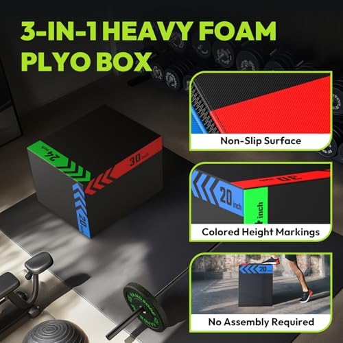 3-in-1 Pro-Duty HIIT Exercise Foam Plyo Box for Fitness Enthusiasts at Home Gym