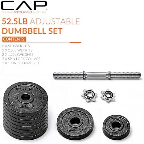 CAP Barbell Adjustable Dumbbell Weight Set for Home Gym Fitness Lovers | Ideal for Home Workouts and Muscle Building |