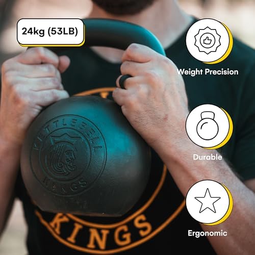 Kettlebell Kings Powder Coated Kettlebell Weights - 9-97 lb Strength Training Kettlebells for Men and Women - Home Gym E