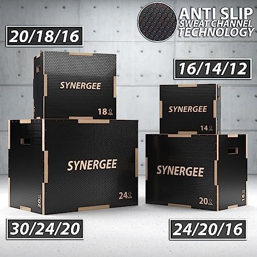 Synergee 3 in 1 Non-Slip Plyometric Box for Jump Training and Conditioning Synergee Wooden Plyo and Soft Plyo Box All