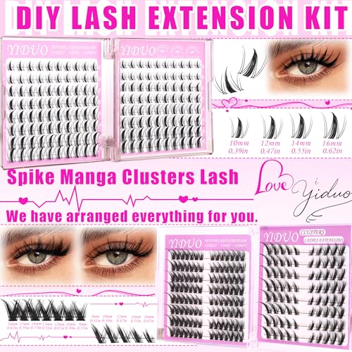 40D/60D Volume C/D Curl Lash Clusters Kit for Eyelash Extensions, Portable Makeup Bag with Lash Bond and Seal, 10-18mm