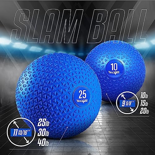 Yes4All Slam Balls, Durable PVC Sand Filled, Core Strengthening Workout Ball for Fitness Enthusiasts at Home Gym