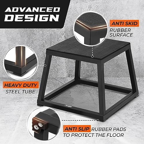 Yes4All Metal Plyometric Box - Sturdy and Anti-Slip - Ideal for Home Gym Routines - Holds Up to 550lb - Assembles Upon A