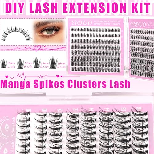 40D/60D Volume C/D Curl Lash Clusters Kit for Eyelash Extensions, Portable Makeup Bag with Lash Bond and Seal, 10-18mm