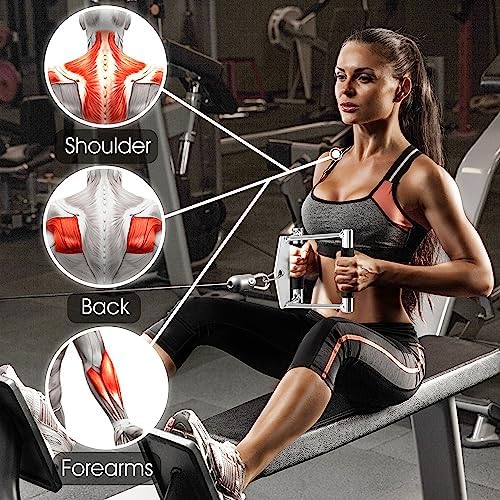 Yes4All Cable Machine Attachment Row Handles Tricep Rope Straight Bar V Bar LAT Pulldown Accessories 880 LB Load for Ho