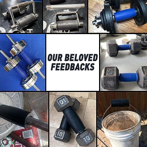 Yes4All Thick Dumbbell Handles Grips, Firm Rubber Barbell Grips for Increasing Forearm Strength and Muscle Building in W