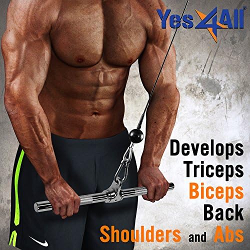 Yes4All Cable Machine Attachment Row Handles Tricep Rope Straight Bar V Bar LAT Pulldown Accessories 880 LB for Home Gy