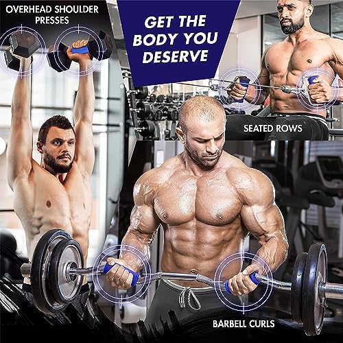 Yes4All Thick Dumbbell Handles Grips, Firm Rubber Barbell Grips for Increasing Forearm Strength and Muscle Building in W
