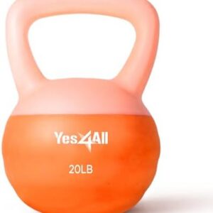 Yes4All Soft Kettlebell | PVC Kettlebells for Home Workout | Color-CodedWeighs | Gentle Hand Weights for Women | 5/10/15