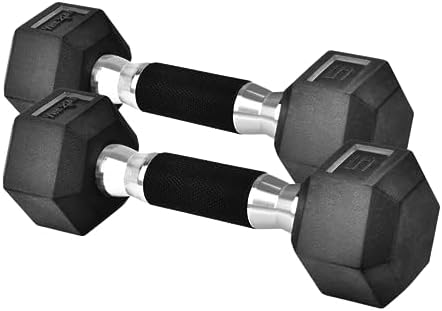 Yes4All Rubber Grip Encased Hex Dumbbells - Anti-Slip Hand Weights for Home Gym 5-50 LBS Pair Yes4All Rubber Grip Encase