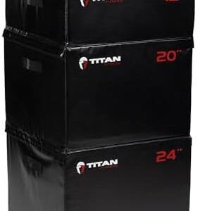 Titan Fitness High Density EPE Foam Core Plyo Box Set for Home Gym Training Titan Fitness Stackable Soft Foam Plyometr