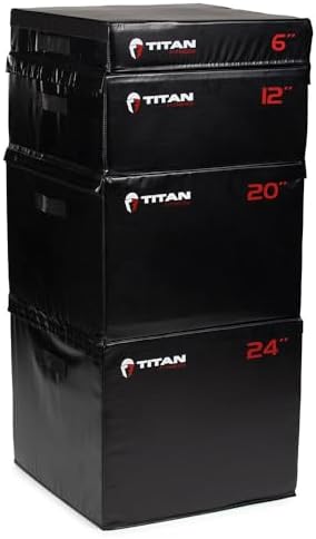 Titan Fitness High Density EPE Foam Core Plyo Box Set for Home Gym Training Titan Fitness Stackable Soft Foam Plyometr