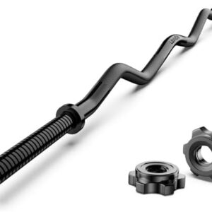 EZ Curl Bar Weight Lifting Bar 47" for Hip Thrusts/Squats/Lunges for Gym and Home 220lb Weight Capacity