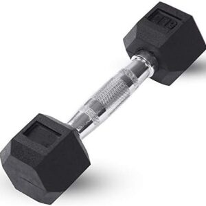 JFIT Rubber Hex Dumbbells - Ergonomic Hand Weights for Muscle Strength Training - Hex Shaped Heads Prevent Rolling and I