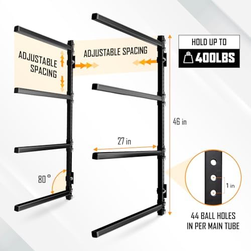 Yes4All 175 lbs Durable Steel Outdoor Kayak Stand for Storage in Garage, Ideal for Kayaks and Surfboards, Features Locki