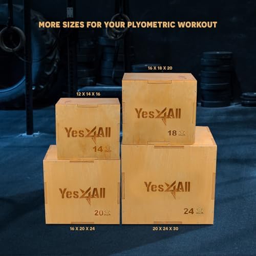 Yes4All 3-in-1 Wooden Plyo Box with Resistance Loop Bands for Home Gym and Outdoor Workouts | Yes4All 450 lbs Box Jump