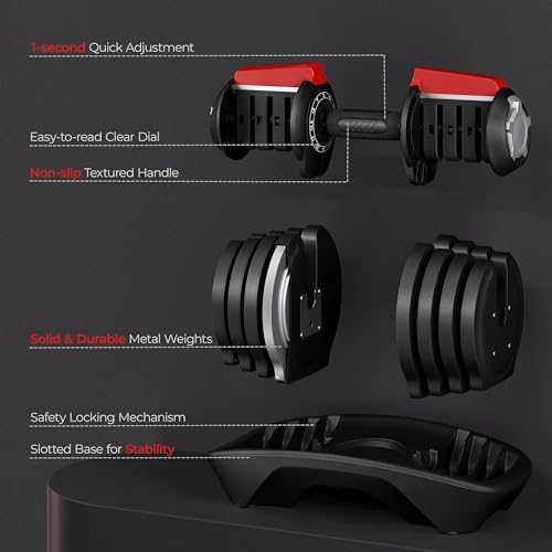Yaheetech Adjustable Dumbbell Set for Men/Women Home Gym Strength Training Equipment Yaheetech Adjustable Dumbbells Fast