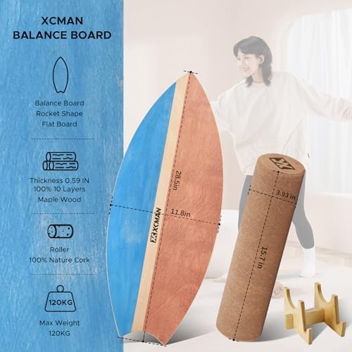 XCMAN Surf Balance Board Trainer for Adults and Kids - Non Slip Surface|Balance Board for Surfing,Snowboarding,Skateboar