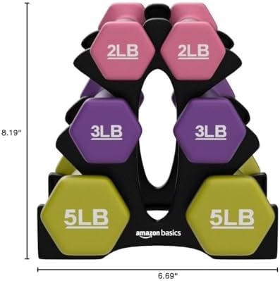 Amazon Basics Neoprene Dumbbell Hand Weights for Home Workout and Fitness Enthusiasts | Amazon Basics Neoprene Dumbbell
