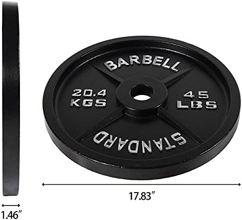 Fitvids Olympic Cast Iron Weight Plates 2-Inch Stackable Including 5FT Olympic Barbell, 100 Pounds Set (85 Lbs Plates +