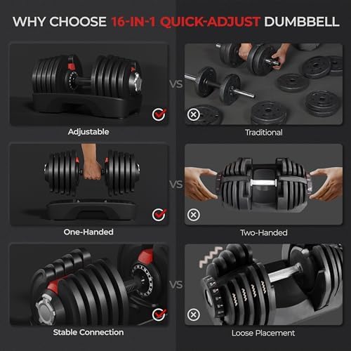 Yaheetech Adjustable Dumbbell Set for Men/Women Home Gym Strength Training Equipment Yaheetech Adjustable Dumbbells Fast